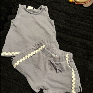 Zara Lilac Tank and Shorts Set with Cream Trim